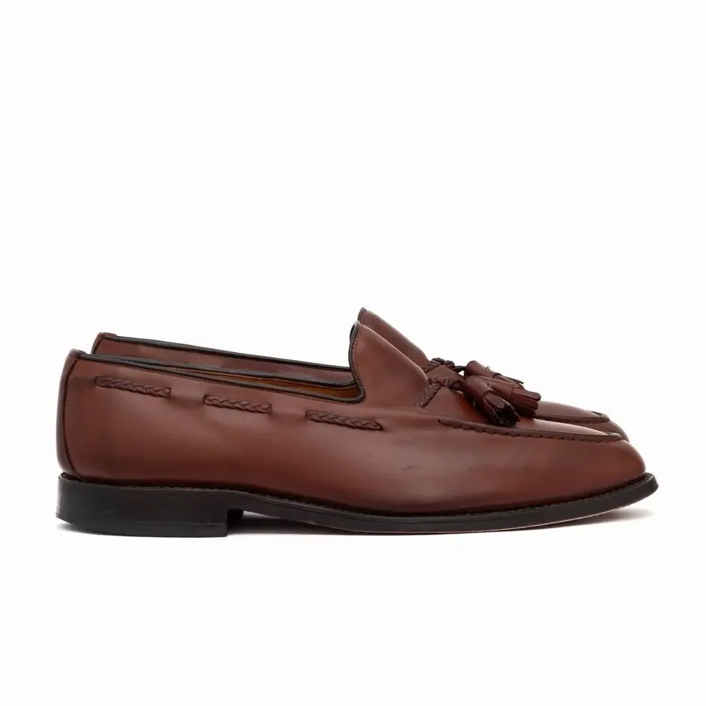 $495 Allen Edmonds Brookwood Brown Leather Tassel Loafers — US 10 EEE